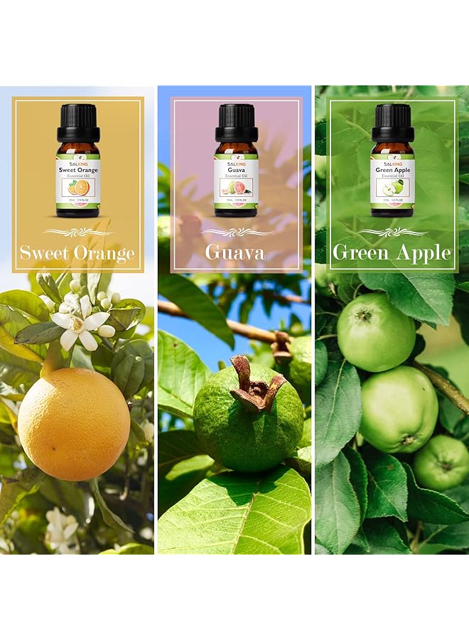 إيروريكس مجموعة زيوت عطرية فاكهية مكونة من 6 قطع × 10 مل مجموعة هدايا من الزيوت العطرية المعطرة لصناعة الشموع الأناناس والجوافة والتوت والتفاح الأخضر والبرتقال والكرز - Image 3