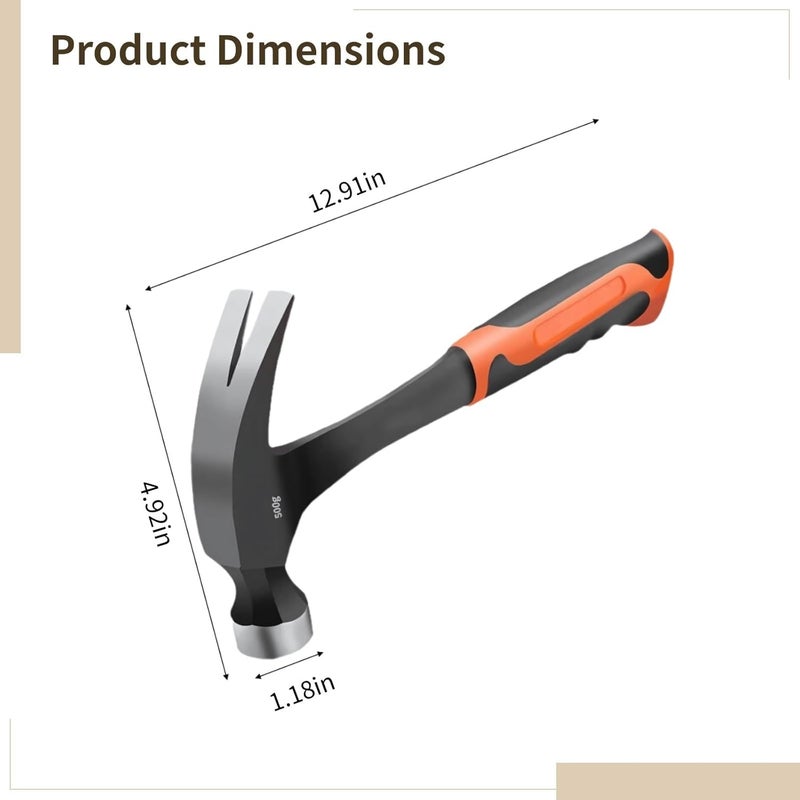 Ergonomic 16 Oz Hammer, Forged Steel, Non-Slip Handle, Heavy Duty Construction, Ideal For Professional And Diy Use, Design - Image 4