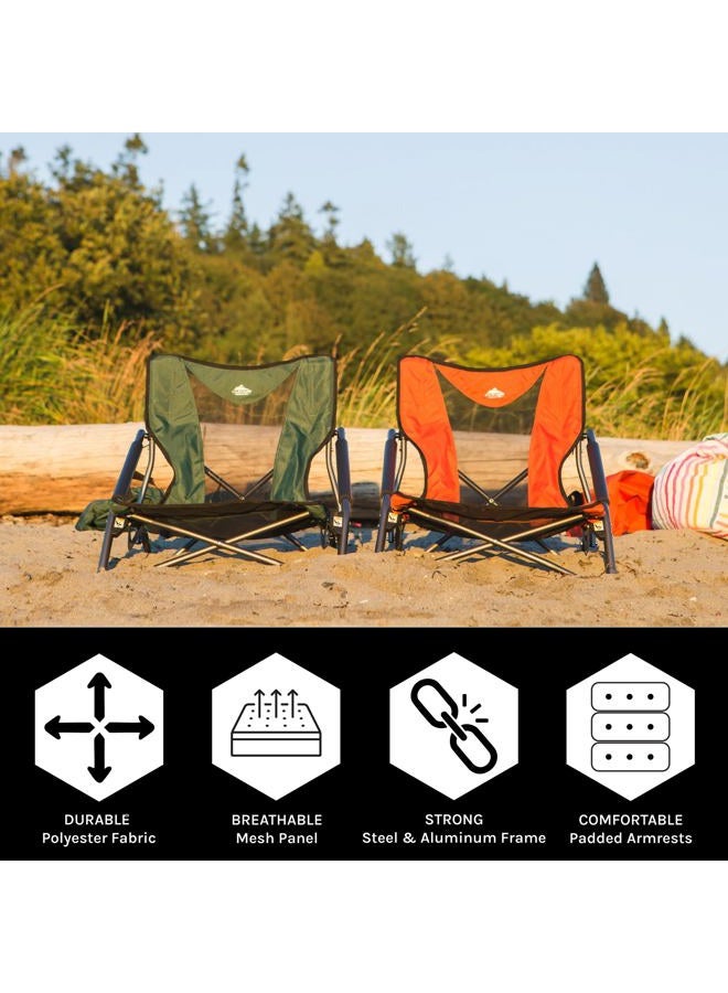 Cascade Mountain Tech Camping Chair Low Profile Folding Chair for Camping, Beach, Picnic, Barbeques, Sporting Event with Carry Bag, Orange, LPS-OR, One Size - Image 2
