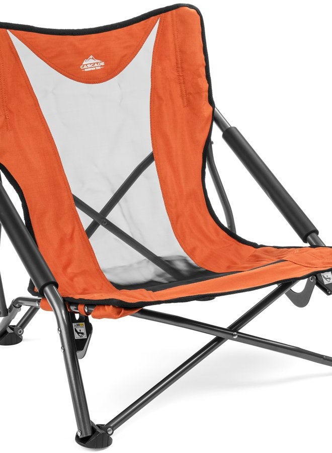 Cascade Mountain Tech Camping Chair Low Profile Folding Chair for Camping, Beach, Picnic, Barbeques, Sporting Event with Carry Bag, Orange, LPS-OR, One Size - Image 1