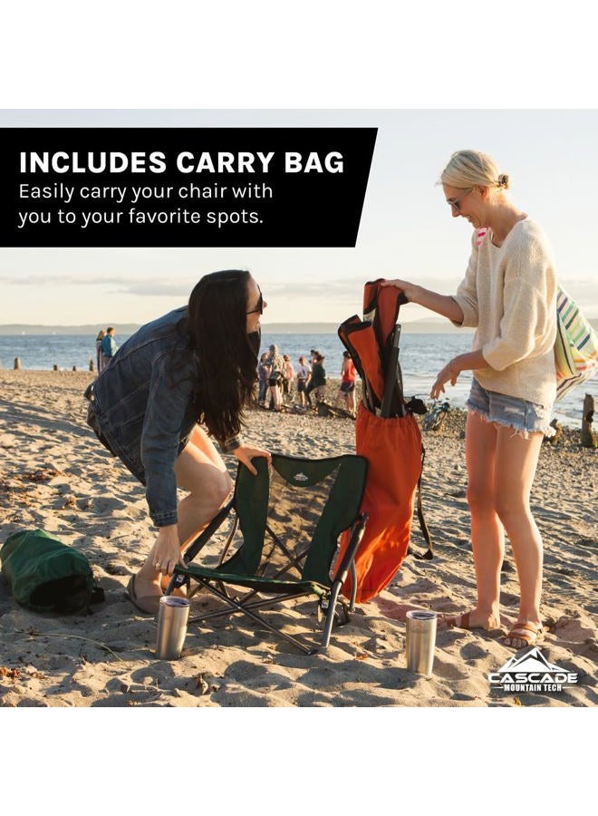 Cascade Mountain Tech Camping Chair Low Profile Folding Chair for Camping, Beach, Picnic, Barbeques, Sporting Event with Carry Bag, Orange, LPS-OR, One Size - Image 4