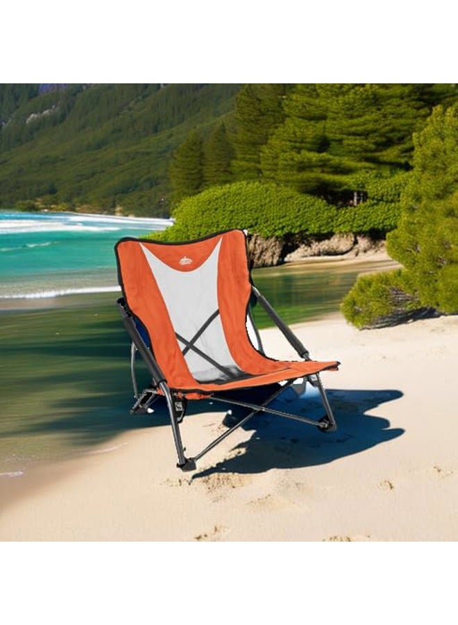 Cascade Mountain Tech Camping Chair Low Profile Folding Chair for Camping, Beach, Picnic, Barbeques, Sporting Event with Carry Bag, Orange, LPS-OR, One Size - Image 5