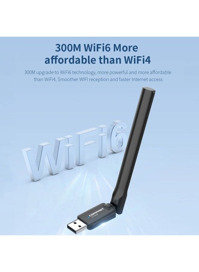 BURAQ - COMFAST CF-940F  300Mbps WiFi6 USB Adapter 2.4GHz WiFi Antena Wireless Network Card - Image 1