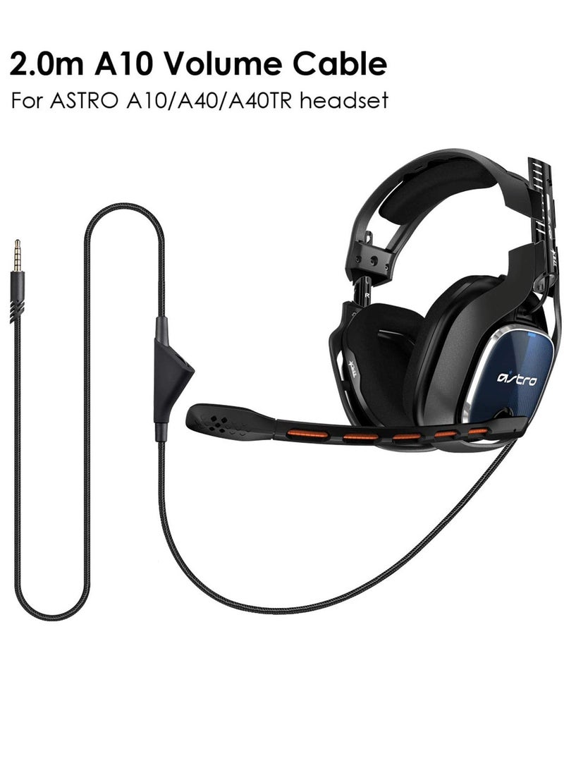 SYOSI - محول كابل لاستبدال كابل سماعة الألعاب Logitech Astro A10 مع التحكم في مستوى الصوت أيضًا لسماعة الألعاب A40/ A40TR ووحدة تحكم Xbox One/ PS4 بطول 2.0 متر - Image 1