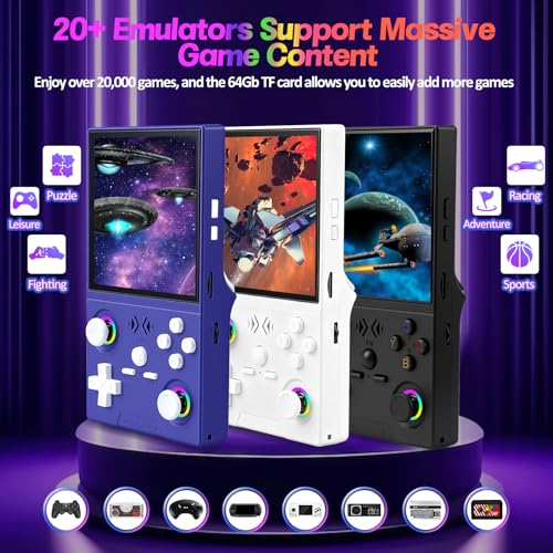 EraVortx XF40V Retro Handheld Game Console Retro Gaming Console 40 IPS Screen Linux System Builtin 64G TF Card Open Source Linux System Preloaded 20000 Classic Games Portable Video Gaming Purple64G - Image 5