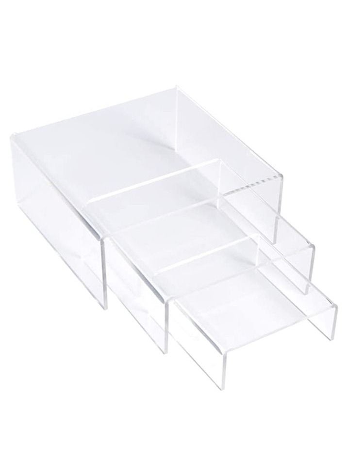 SMARTPOINTS - Acrylic Display Risers Clear Stand Set of 3 Medium Low Profile Tiered for Showcasing Food, Cupcake, Dessert, Candy, Jewelry, Figurines, Photos, Retail & Home Decoration, Durable & Steady - Image 1