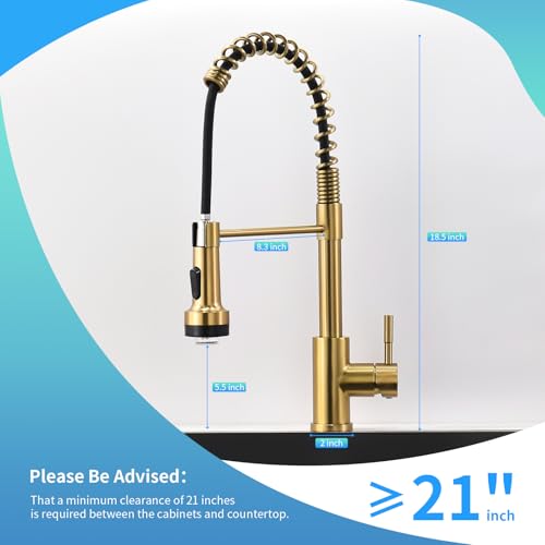 GIMILI Gold Kitchen Faucet with Pull Down Sprayer Single Hole Stainless Steel LED Faucet, Suitable for Farmhouses, RV, Laundry Room, Outdoor, and Campers. Llave para fregadero de cocina - Image 2