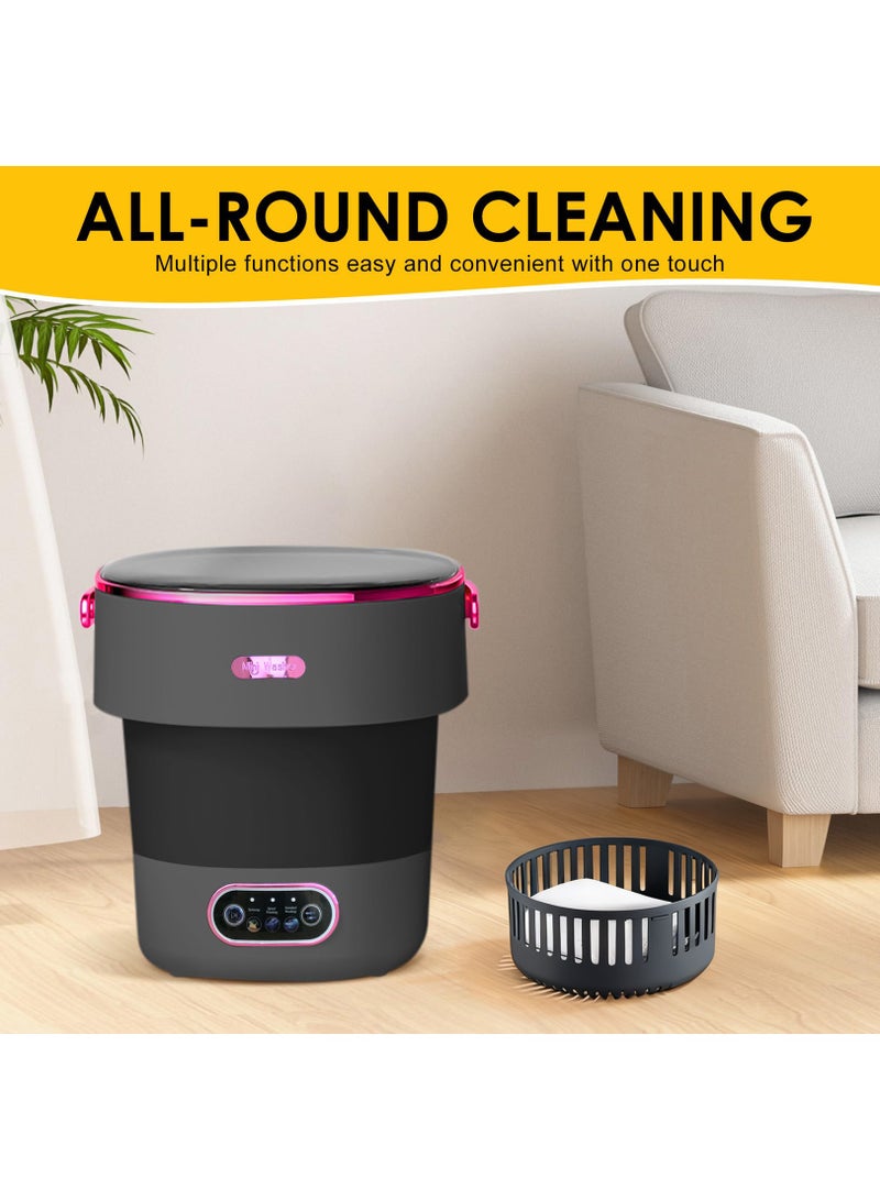 والالا غسالة ومجفف ملابس محمولة صغيرة، غسالة صغيرة محمولة سعة 13 لترًا مع سلة دوارة، أوتوماتيكية بالكامل، 3 أوضاع تنظيف، غسالة قابلة للطي للتخييم، مناسبة للسفر بالسيارة الترفيهية، الفنادق، المساكن، الشقق، الغسيل - Image 2