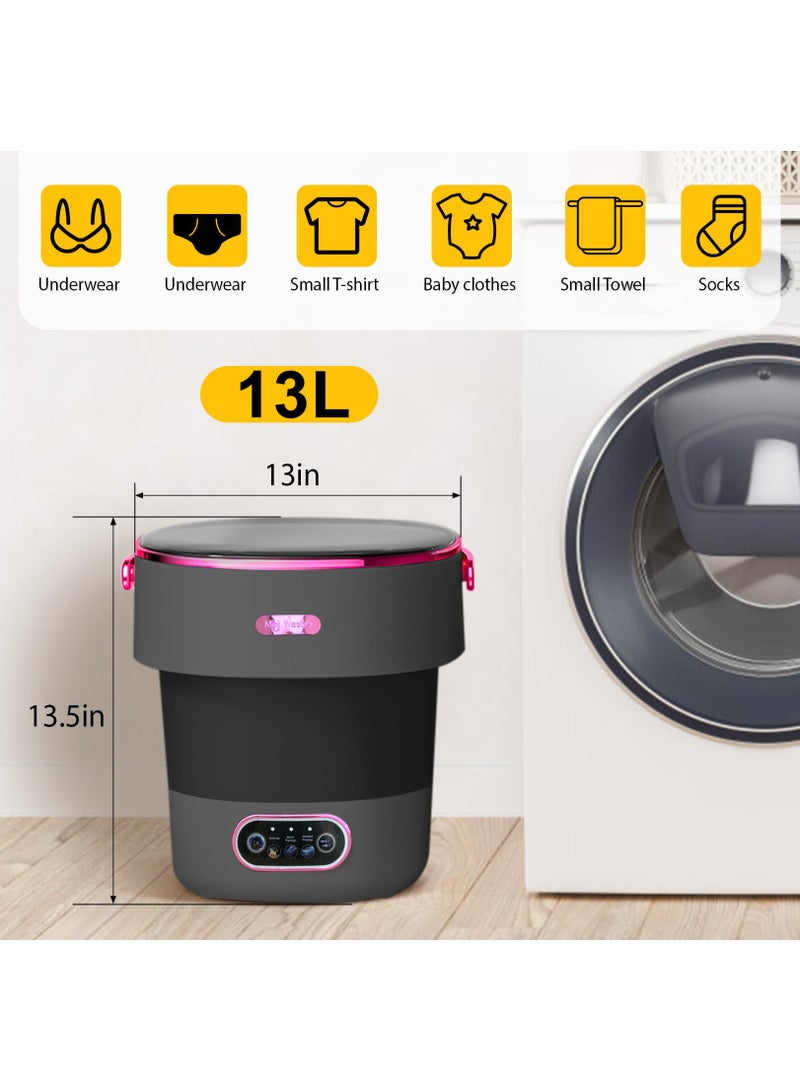 والالا غسالة ومجفف ملابس محمولة صغيرة، غسالة صغيرة محمولة سعة 13 لترًا مع سلة دوارة، أوتوماتيكية بالكامل، 3 أوضاع تنظيف، غسالة قابلة للطي للتخييم، مناسبة للسفر بالسيارة الترفيهية، الفنادق، المساكن، الشقق، الغسيل - Image 4