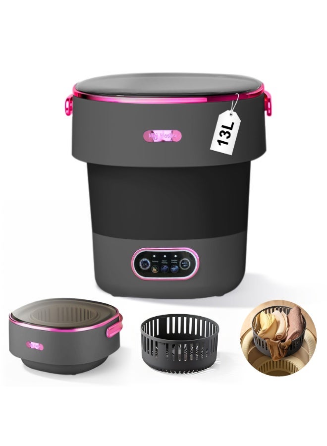 والالا غسالة ومجفف ملابس محمولة صغيرة، غسالة صغيرة محمولة سعة 13 لترًا مع سلة دوارة، أوتوماتيكية بالكامل، 3 أوضاع تنظيف، غسالة قابلة للطي للتخييم، مناسبة للسفر بالسيارة الترفيهية، الفنادق، المساكن، الشقق، الغسيل - Image 1