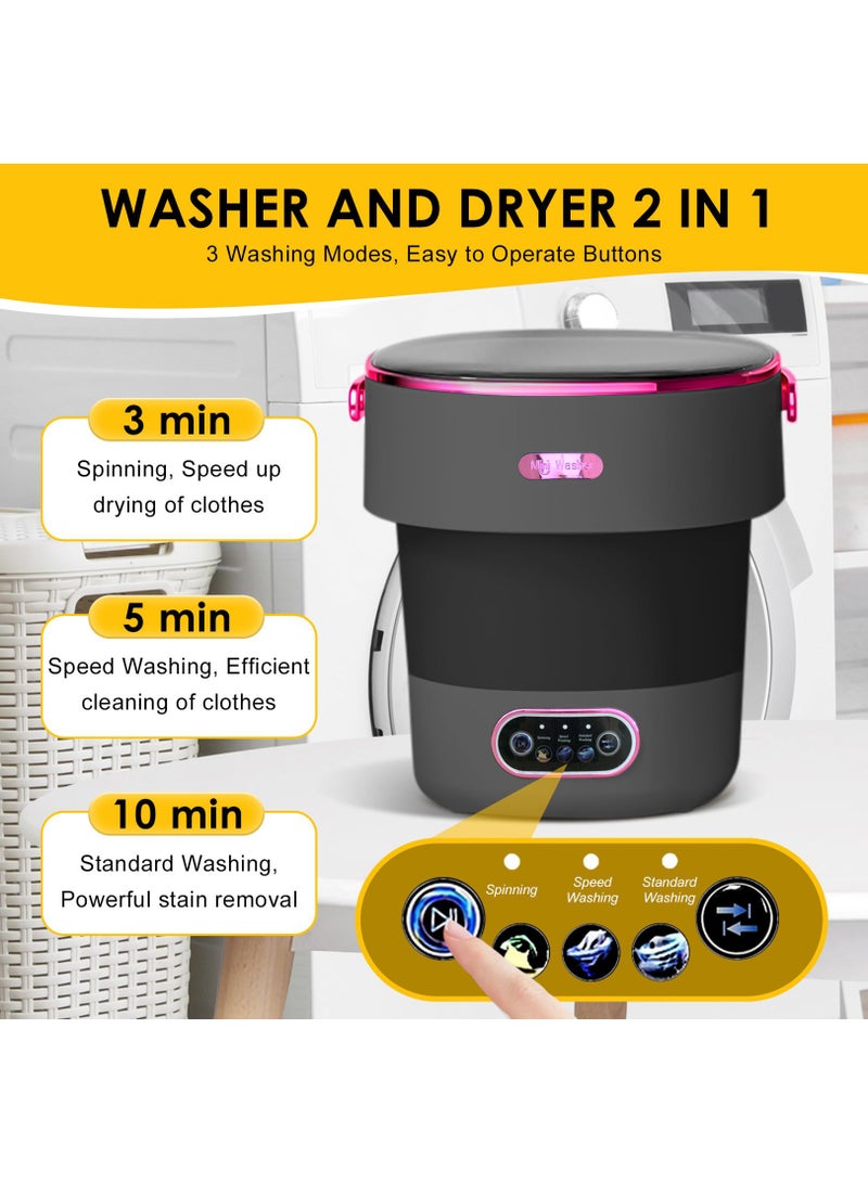 والالا غسالة ومجفف ملابس محمولة صغيرة، غسالة صغيرة محمولة سعة 13 لترًا مع سلة دوارة، أوتوماتيكية بالكامل، 3 أوضاع تنظيف، غسالة قابلة للطي للتخييم، مناسبة للسفر بالسيارة الترفيهية، الفنادق، المساكن، الشقق، الغسيل - Image 5