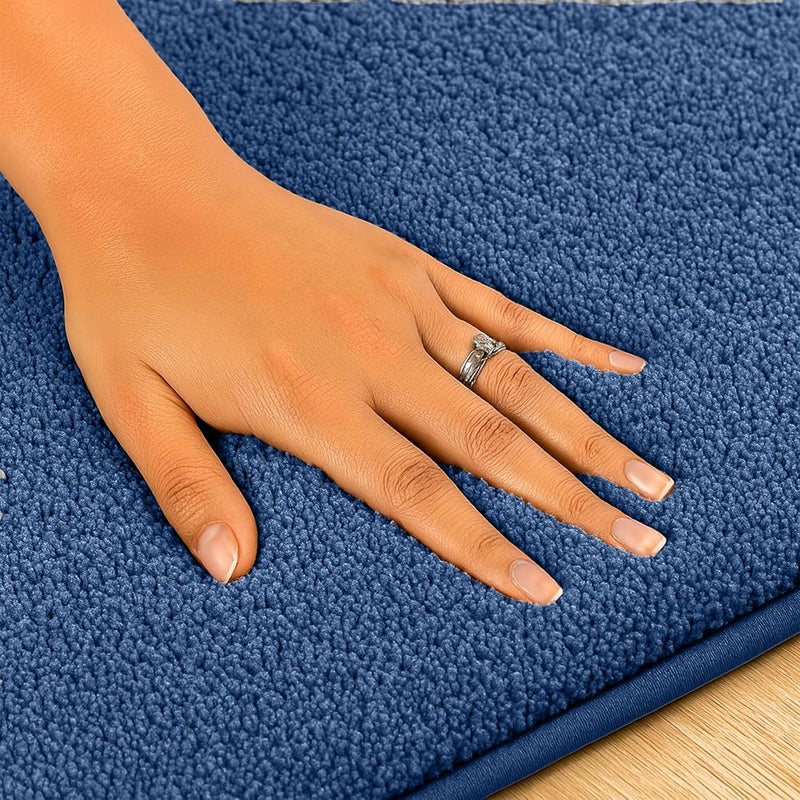 enera Microfibre Bath Mat | Soft & Absorbent 1700 GSM | Non-Slip Latex Backing | Quick Dry, Washable Multipurpose Floor Mat for Bathroom, Bedroom, Kitchen & Home (Stello 40 x 60 cm) (Insignia Blue) - Image 3