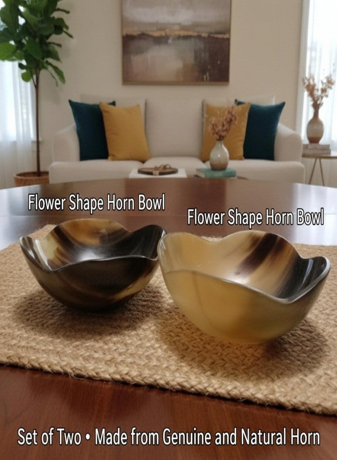 AYZCORP Set Of 2 Flower Shape Horn Bowl Viking Norse Medieval Reenactment| HORN BOWL | Hand Crafted for SERVING & SHAVING BOWLS gift for mother, father Husband christmas gift - Image 3