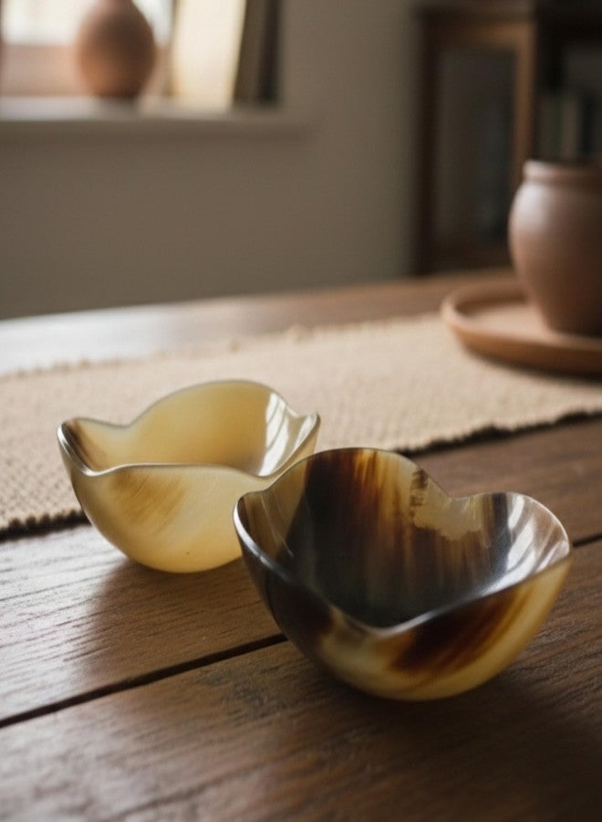 AYZCORP Set Of 2 Flower Shape Horn Bowl Viking Norse Medieval Reenactment| HORN BOWL | Hand Crafted for SERVING & SHAVING BOWLS gift for mother, father Husband christmas gift - Image 1