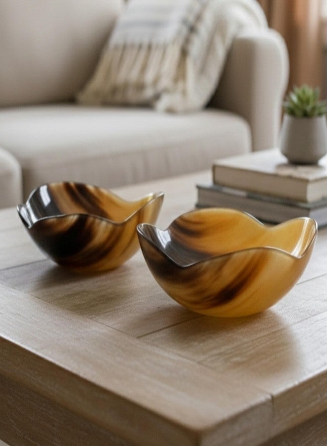 AYZCORP Set Of 2 Flower Shape Horn Bowl Viking Norse Medieval Reenactment| HORN BOWL | Hand Crafted for SERVING & SHAVING BOWLS gift for mother, father Husband christmas gift - Image 4