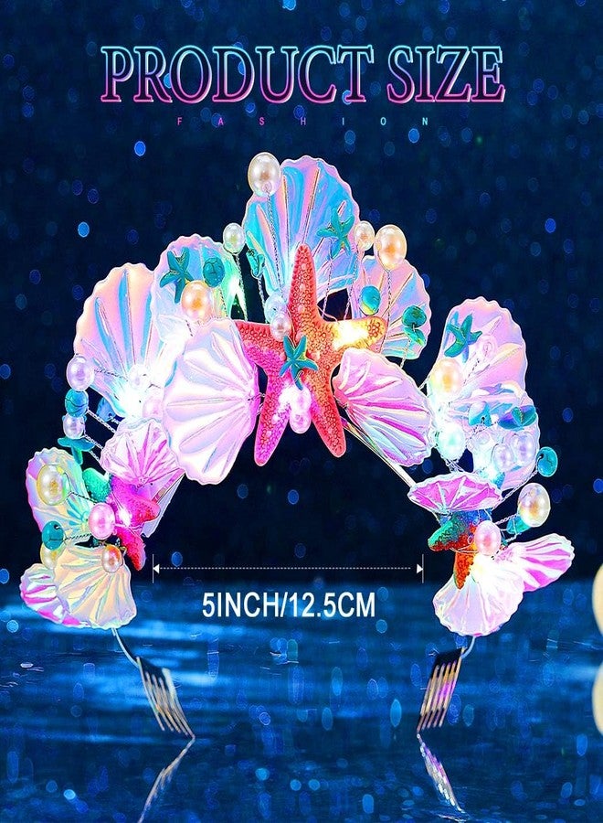 ايفينت طوق رأس مضيء على شكل تاج حورية البحر من إيرنت، مزين بصدفة، إكسسوارات شعر متوهجة للاحتفال برأس السنة الجديدة للنساء - Image 2