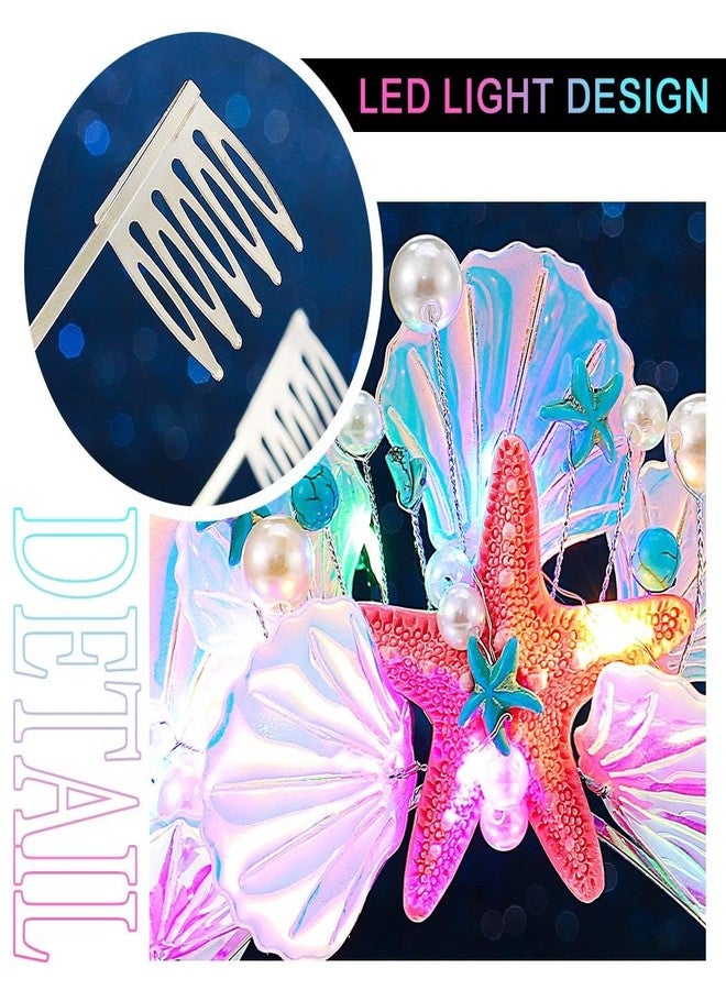 ايفينت طوق رأس مضيء على شكل تاج حورية البحر من إيرنت، مزين بصدفة، إكسسوارات شعر متوهجة للاحتفال برأس السنة الجديدة للنساء - Image 4