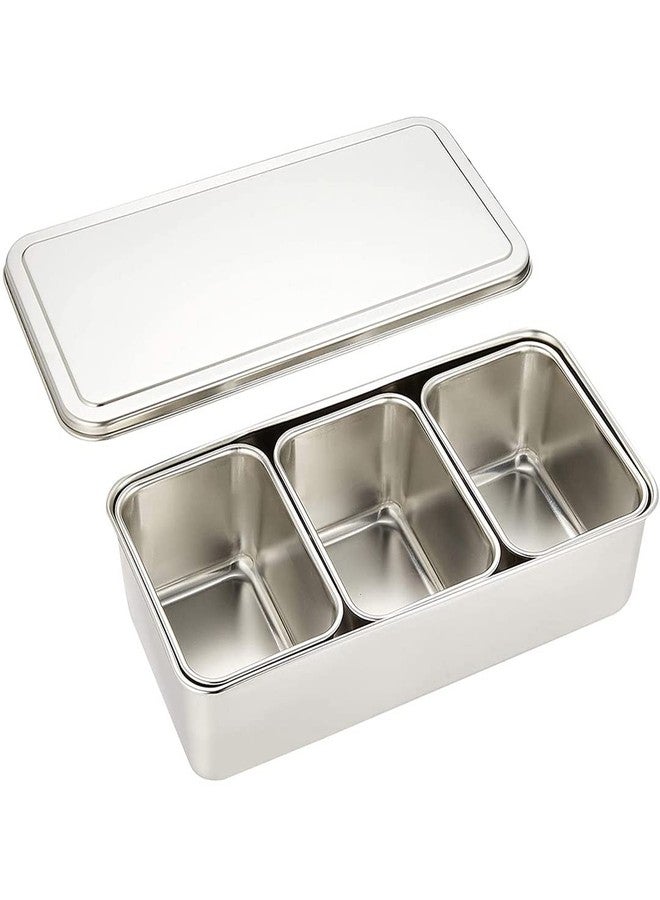 TIKUSAN Stainless Steel Seasoning Container Yakumi Pan Spice Storage Box Tray with Lid Medium Size Made in Japan (3 Containers) - Image 1