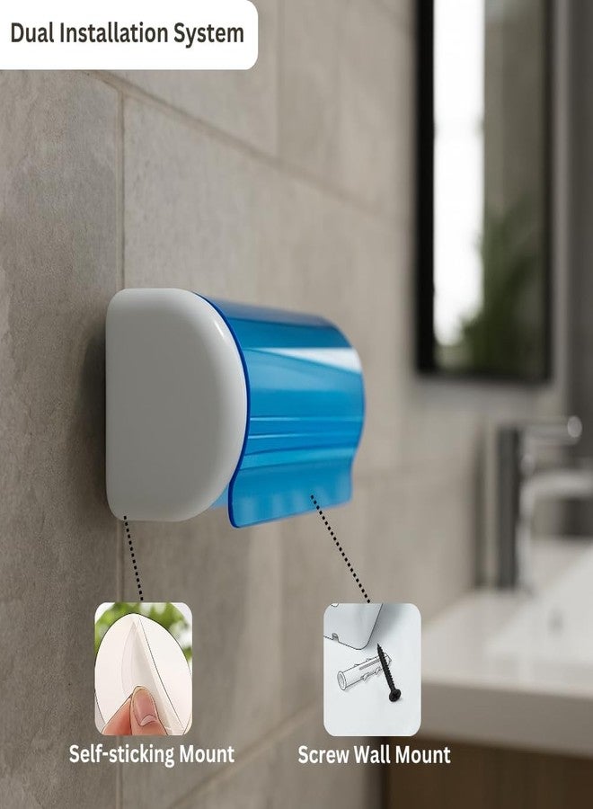 SpiderJuice 1Pc Self-Adhesive Plastic 5-Slot Wall Mounted Toothbrush Holder with Antibacterial Cover Toothbrush Organizer with Dust-Proof Cover for Bathroom Home - Image 4