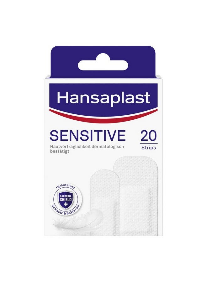Hansaplast Sensitive Plasters (20 Strips) Skinfriendly And Hypoallergenic Wound Plasters With Bacteria Shield & Secure Adhesion Painlessly Removable  - Image 1
