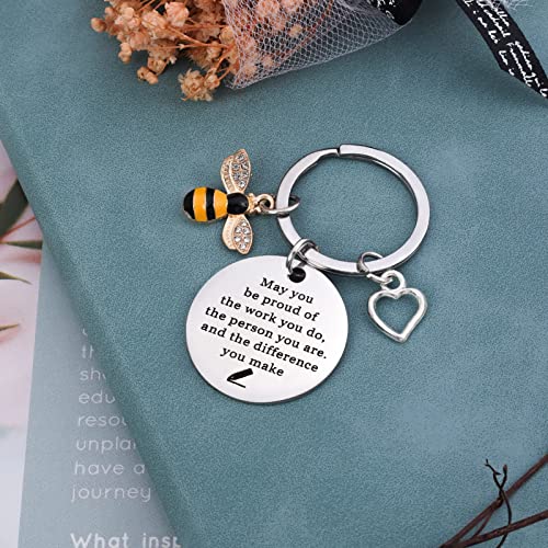 PLwelth Bee Keychain Bee Inspirational Keyring for Women Men Cute Bee Keychain for Teachers Students Graduation Farewell Appreciation Gifts Birthday Christmas Bag Charms Accessories Gifts - Image 3