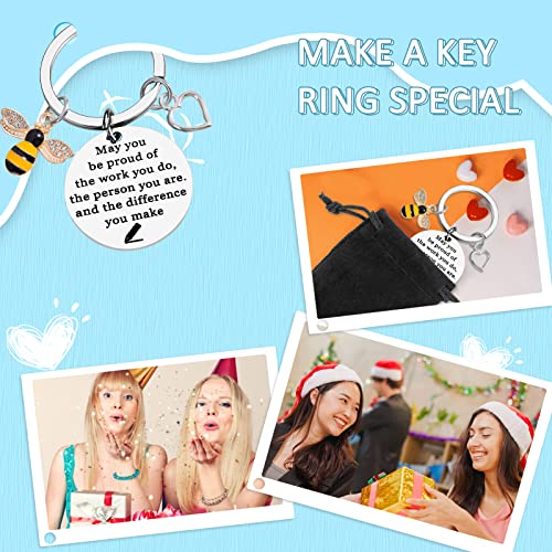 PLwelth Bee Keychain Bee Inspirational Keyring for Women Men Cute Bee Keychain for Teachers Students Graduation Farewell Appreciation Gifts Birthday Christmas Bag Charms Accessories Gifts - Image 5