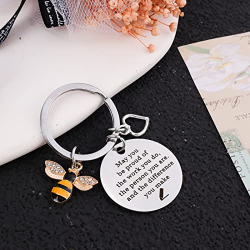PLwelth Bee Keychain Bee Inspirational Keyring for Women Men Cute Bee Keychain for Teachers Students Graduation Farewell Appreciation Gifts Birthday Christmas Bag Charms Accessories Gifts - Image 4