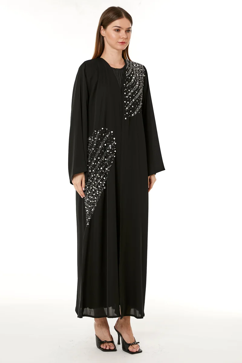 Moistreet Embellished Flared Sleeve Abaya