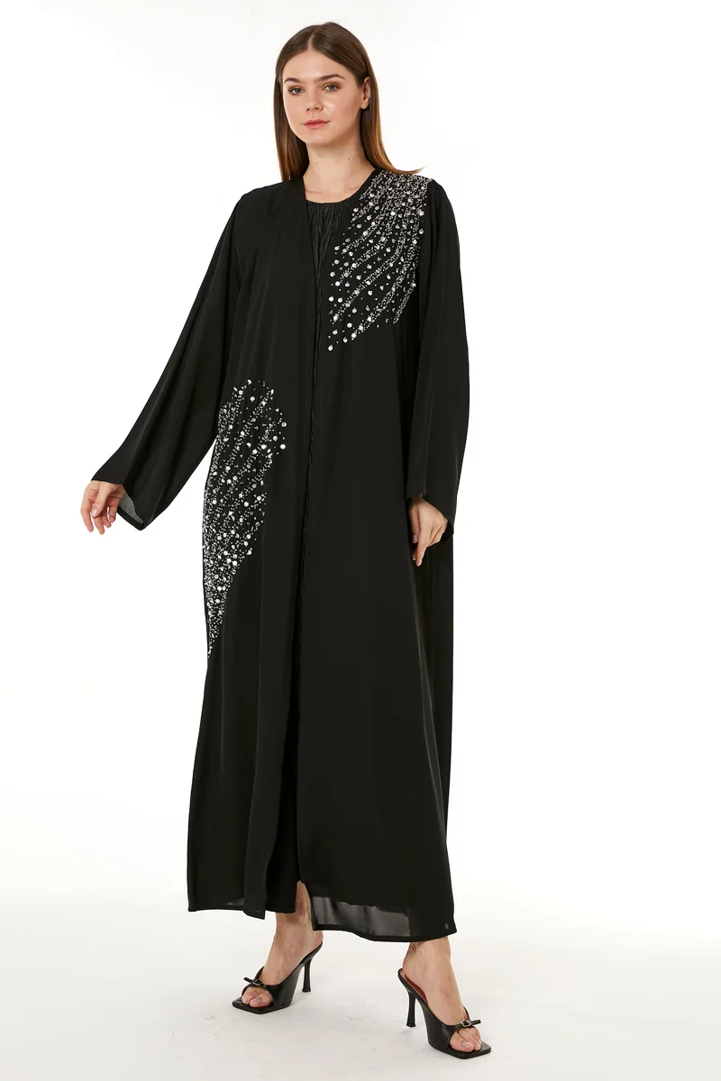 Moistreet Embellished Flared Sleeve Abaya