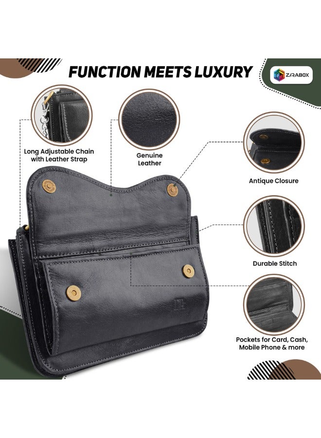 Handmade genuine leather clutch bag with card holder crossbody bag - Image 2