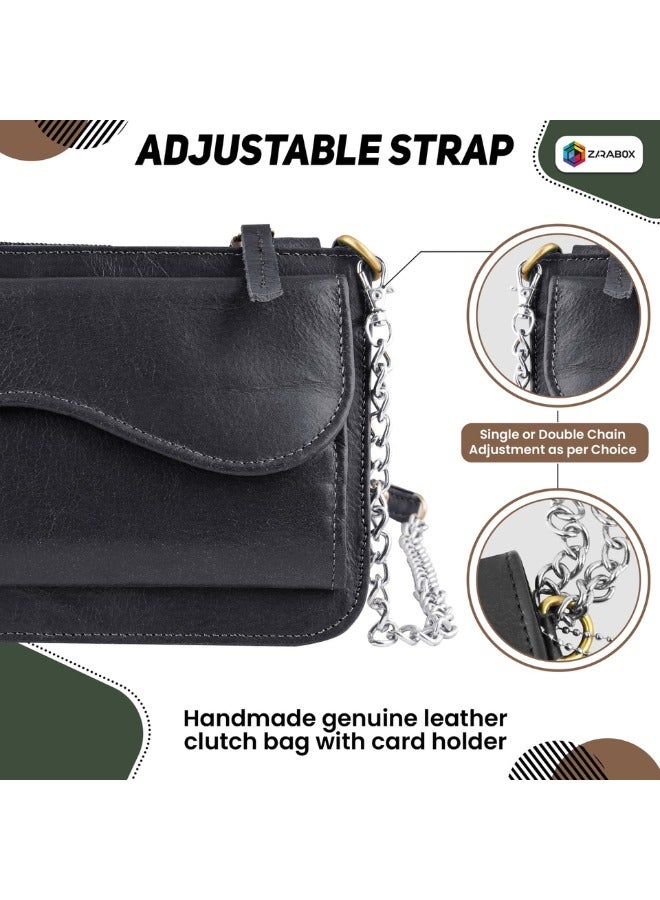 Handmade genuine leather clutch bag with card holder crossbody bag - Image 4