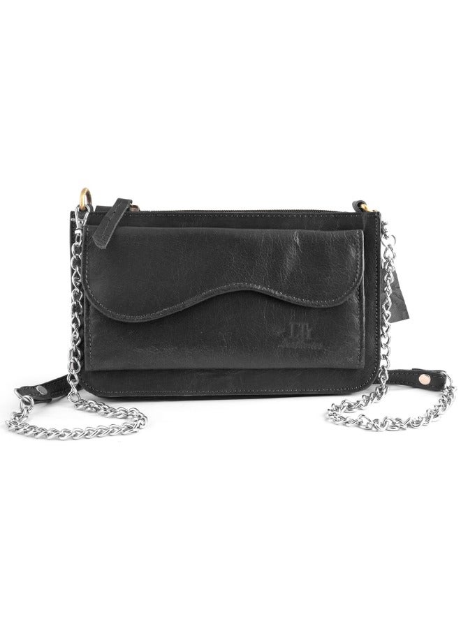 Handmade genuine leather clutch bag with card holder crossbody bag - Image 1
