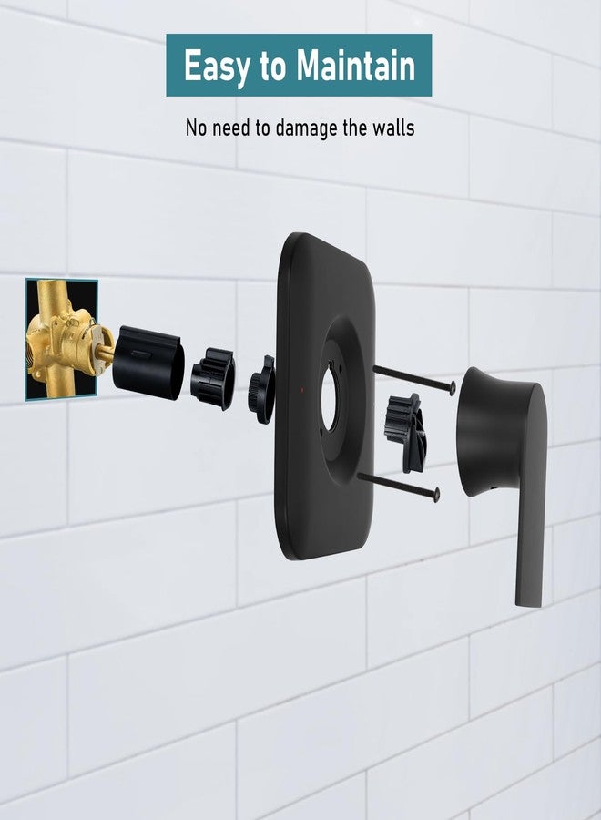 Lanmun Matte Black Genta Shower Trim Kit Compatible with moen T2473EPBL Shower Trim Kit, Easy to Install, Featuring Single Function Shower Head and Shower Handle, Requires 2510 valve - Image 3