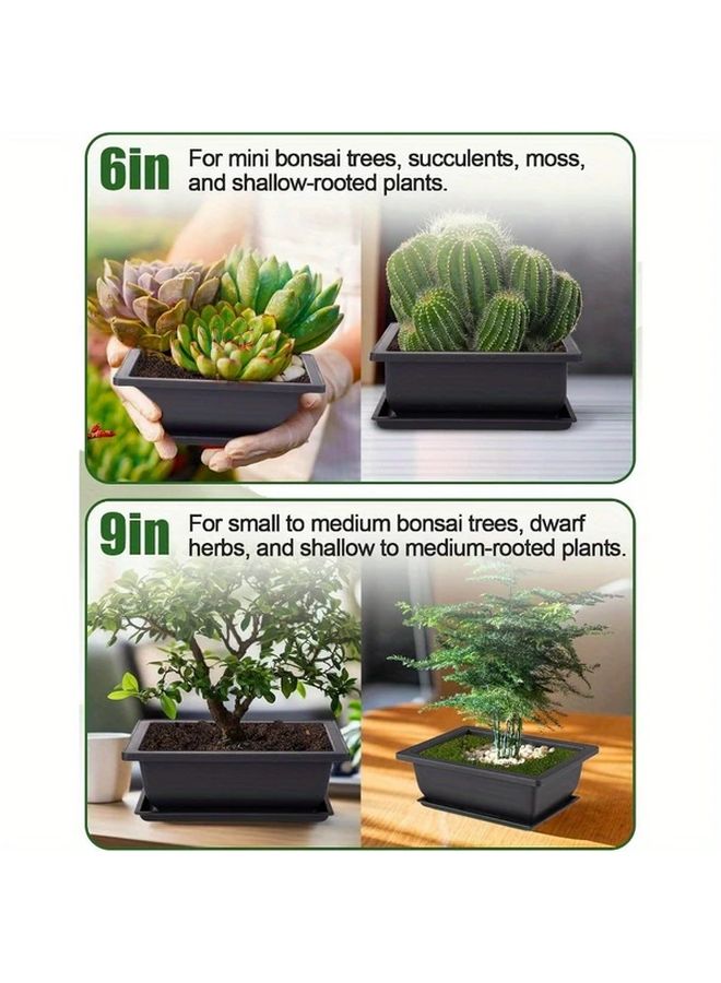 Variant Color Bonsai Training Pots Set Of 8 With Humidity Trays Indoor Outdoor Garden Planters - Image 4