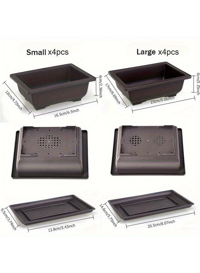 Variant Color Bonsai Training Pots Set Of 8 With Humidity Trays Indoor Outdoor Garden Planters - Image 2