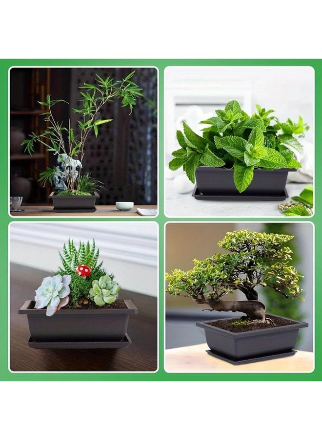 Variant Color Bonsai Training Pots Set Of 8 With Humidity Trays Indoor Outdoor Garden Planters - Image 5