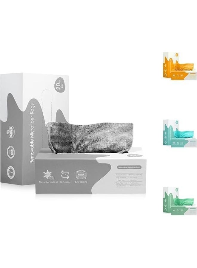 مناشف تنظيف قابلة لإعادة الاستخدام، مناشف من الألياف الدقيقة، مناشف تنظيف للاستخدام مرة واحدة، مناشف أطباق للمطبخ مع علبة توزيع، مناشف تنظيف السيارات، مناشف تنظيف متعددة الأغراض للمطبخ المنزلي، 20 ورقة (رمادي) - Image 2