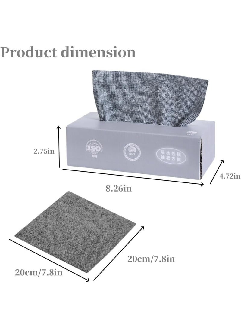 مناشف تنظيف قابلة لإعادة الاستخدام، مناشف من الألياف الدقيقة، مناشف تنظيف للاستخدام مرة واحدة، مناشف أطباق للمطبخ مع علبة توزيع، مناشف تنظيف السيارات، مناشف تنظيف متعددة الأغراض للمطبخ المنزلي، 20 ورقة (رمادي) - Image 4