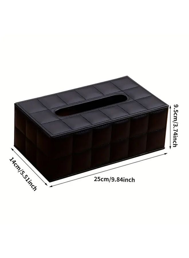 حافظة علب المناديل من الجلد الأسود للمعيشة الحمام الفندق سطح المكتب - Image 4