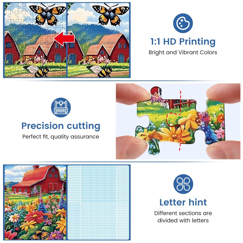 Edsjegn 1000 Piece Puzzle for Adults, Honey Bee Farm Puzzles, Butterfly Flowers Garden Jigsaw Puzzles 1000 Pieces, Fun Landscape Puzzle for Adults Kids Seniors,Challenging Family Game Great Gift Idea,28*20 in - Image 4