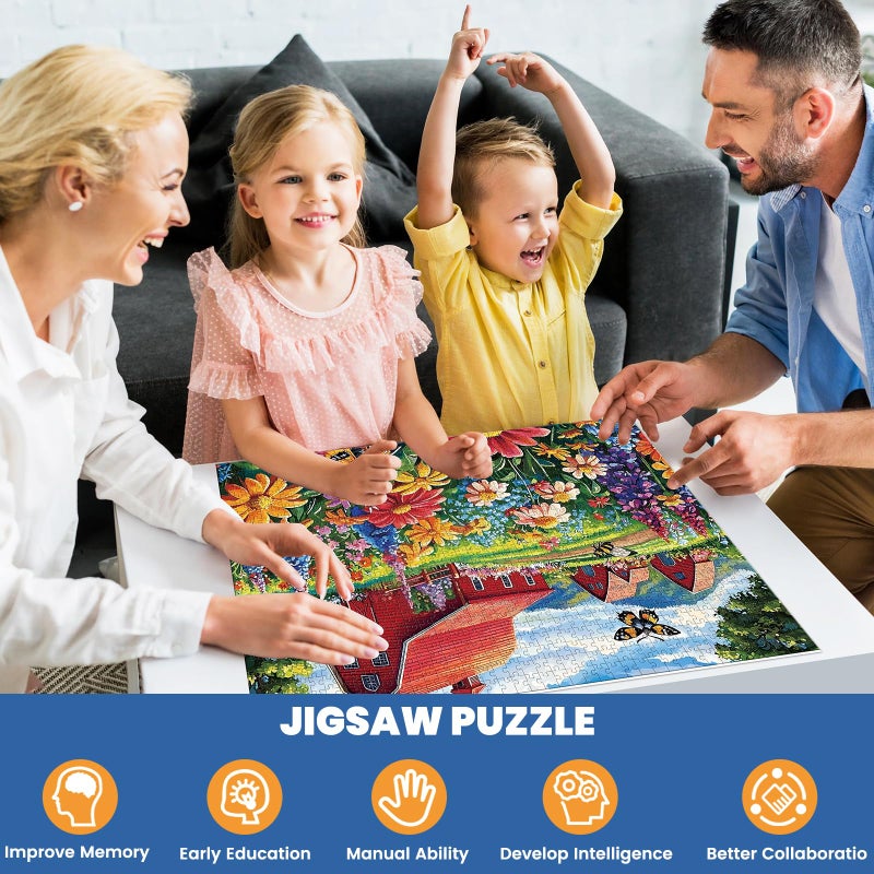 Edsjegn 1000 Piece Puzzle for Adults, Honey Bee Farm Puzzles, Butterfly Flowers Garden Jigsaw Puzzles 1000 Pieces, Fun Landscape Puzzle for Adults Kids Seniors,Challenging Family Game Great Gift Idea,28*20 in - Image 5