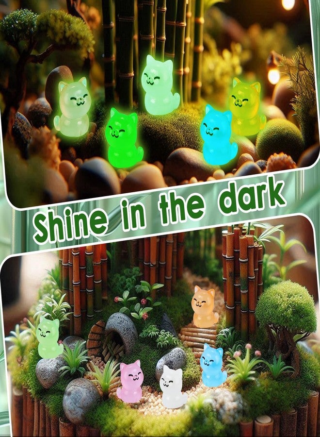 BENOSPACE Resin Cats, 25 Pcs Mini Luminous Cat Figurines Tiny Cute Animals Ornament Glow in The Dark Cat Pet Statues for DIY Craft Party Cake Topper Decor Micro Landscape Dollhouse Fairy Garden - Image 5