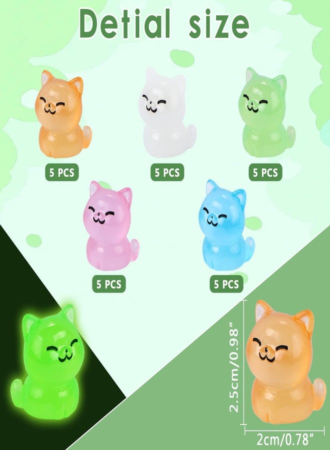 BENOSPACE Resin Cats, 25 Pcs Mini Luminous Cat Figurines Tiny Cute Animals Ornament Glow in The Dark Cat Pet Statues for DIY Craft Party Cake Topper Decor Micro Landscape Dollhouse Fairy Garden - Image 2