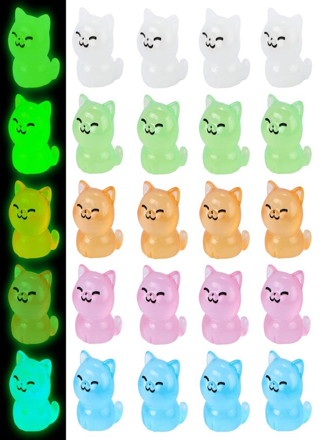 BENOSPACE Resin Cats, 25 Pcs Mini Luminous Cat Figurines Tiny Cute Animals Ornament Glow in The Dark Cat Pet Statues for DIY Craft Party Cake Topper Decor Micro Landscape Dollhouse Fairy Garden - Image 1