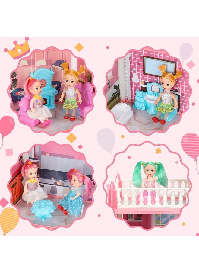 Quivlox - Dollhouse,Doll House Toys,Toddler Playhouse DIY Building Pretend Toys,Doll House Building Toys with Decorating Dollhouse Accessories And Furniture,Pretend Play House with 4 Story 14 Rooms Playhouse and 2 Dolls,Toddler Playhouse Gift for for 3 4 5 6 7 8 9 10 Year Old Girls Toys - Image 1
