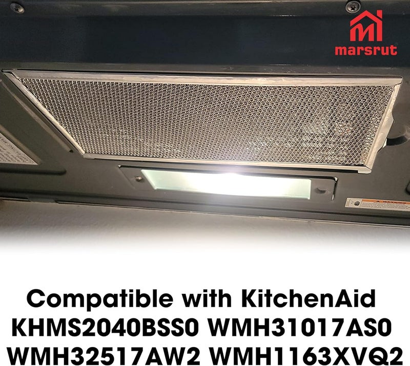 Marsrut فلتر ميكروويف يناسب كيتشن إيد، ميتاج، ويرلبول، أمانا W10208631A KHMS2040BSS0 WMH31017AS0 WMH32517AW2 WMH1163XVQ2، فلتر هواء ودهون لمروحة المطبخ 13x6 بوصة بديل للمطبخ - Image 3