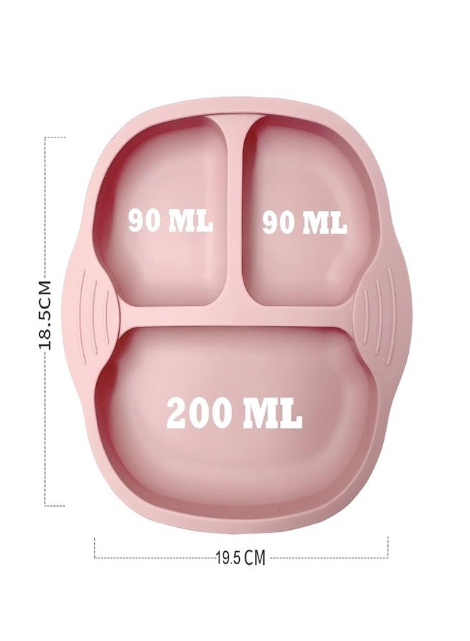 Takositio Baby Feeding Bowl & Spoon I Silicone Unbreakable Non-Slip Suction Base Design I BPA Free, Dishwasher, Freezer & Microwave Safe I Feeding Kit for Infants & Toddler (Pink Plate) - Image 2