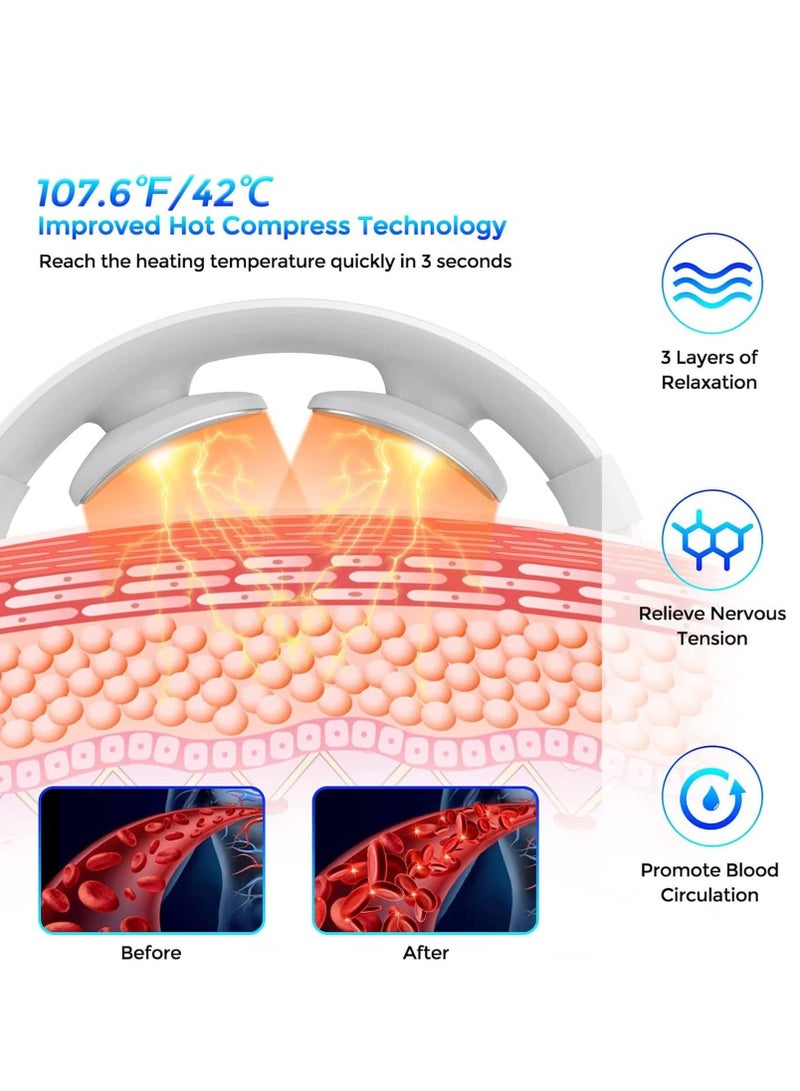 Arabest مدلك الرقبة الذكي مع الحرارة، مدلك الرقبة اللاسلكي العميق بالاهتزازات الدقيقة، مدلك نبض كهربائي مع 10 أوضاع، مدلك الرقبة المحمول لتخفيف الألم - Image 4