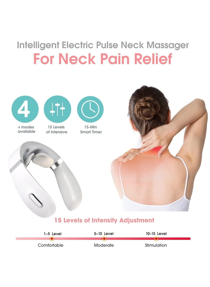 Arabest مدلك الرقبة الذكي مع الحرارة، مدلك الرقبة اللاسلكي العميق بالاهتزازات الدقيقة، مدلك نبض كهربائي مع 10 أوضاع، مدلك الرقبة المحمول لتخفيف الألم - Image 3