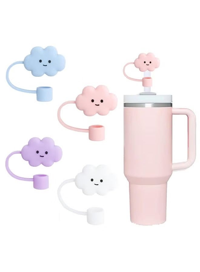 4Pcs Cloud Straw Covers Cap Toppers Reusable Straw Tips Lids Protectors - Image 1